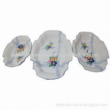 9 to 13-inch Fine Porcelain Plates in Cross Shape with Hand Paint, Dishwashers and Freezers